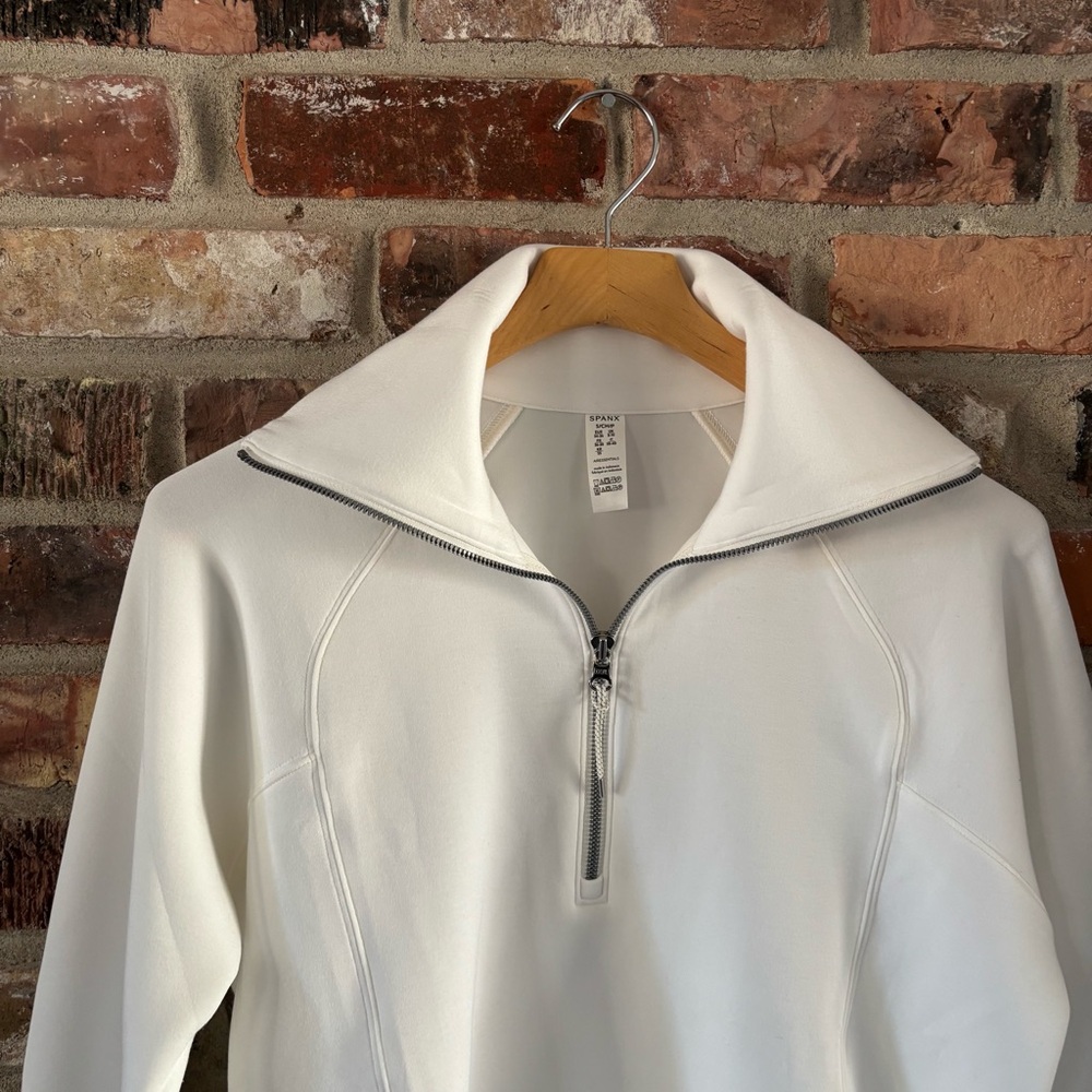 Spanx White AirEssentials Half Zip Pullover Sweatshirt, S - Picture 3 of 6